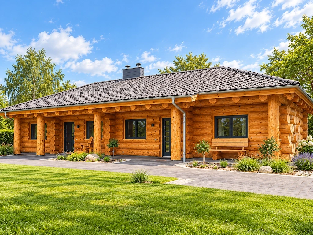 Bild: Naturstammhaus Blockhausprojekt Beispiel 4 Aussenansicht